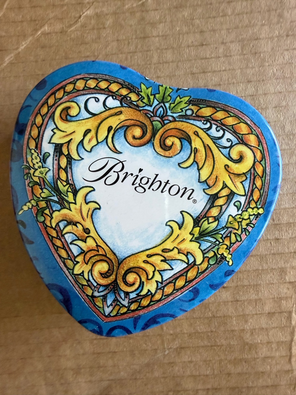 Brighton Heart and long trinket box in Blue and Yellow Floral Design